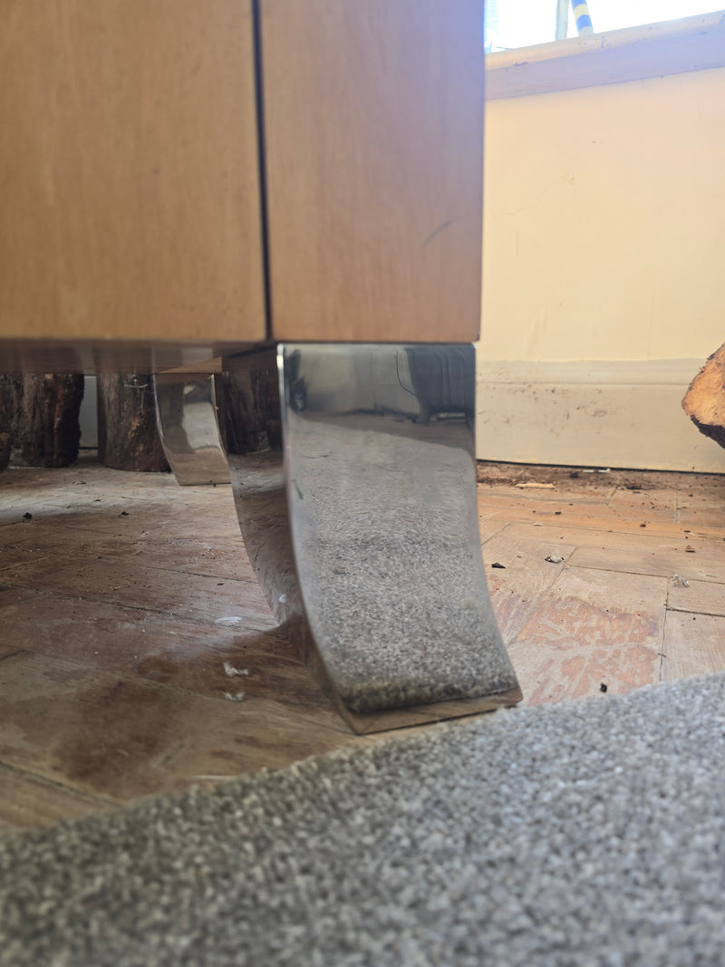 Luxury Mid-Century Italian Beech Wood Executive Desk