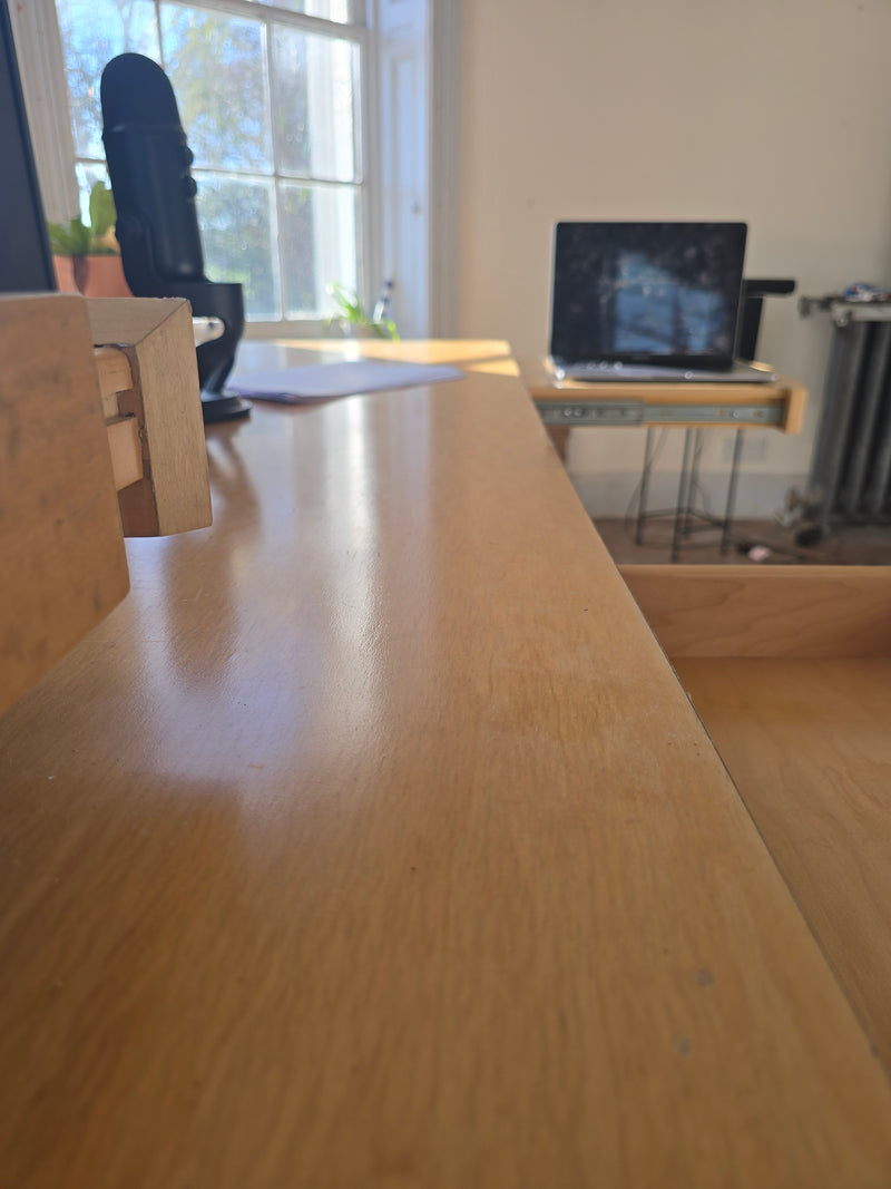 Luxury Mid-Century Italian Beech Wood Executive Desk